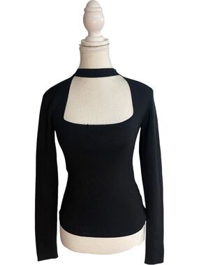 Zara Square Choker Neck Knit Top Black